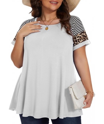 Women's Plus Size Tops Summer Basic Tunic Short Sleeve Casual Round Neck T Shirt White $11.25 Tops