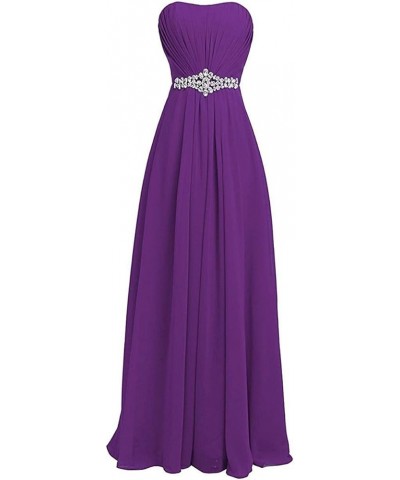 Long Bridesmaid Dresses Chiffon Formal Evening Gowns Prom Dresses Bead Strapless Bridesmaid Dress Purple $37.44 Dresses