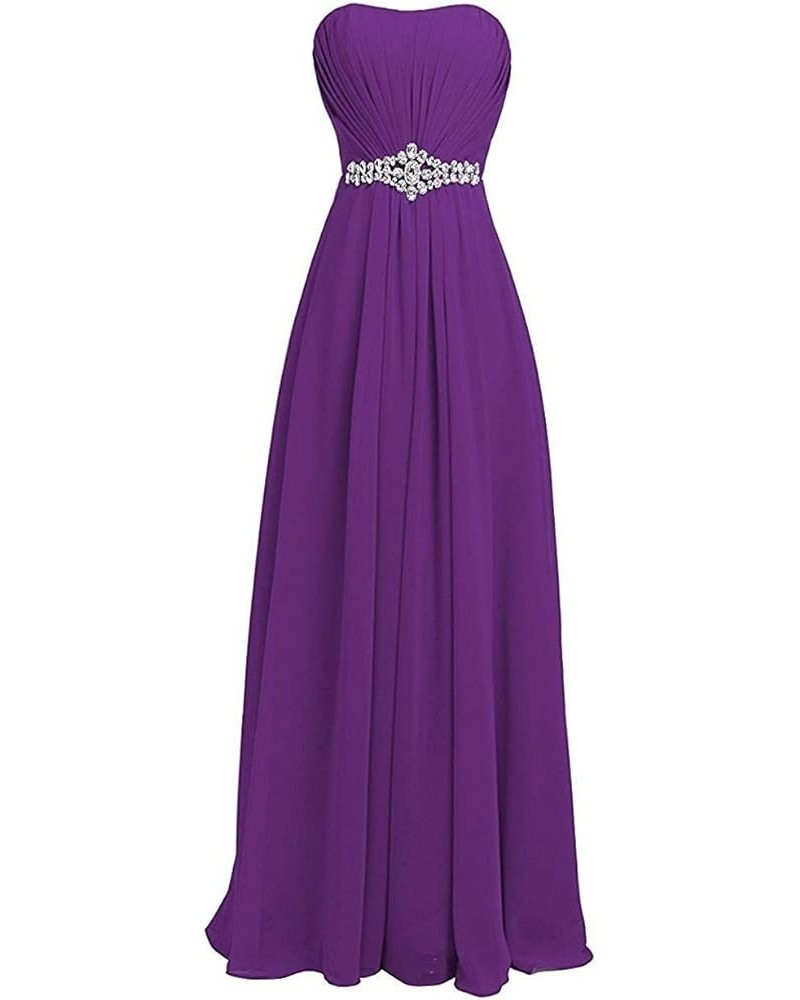 Long Bridesmaid Dresses Chiffon Formal Evening Gowns Prom Dresses Bead Strapless Bridesmaid Dress Purple $37.44 Dresses