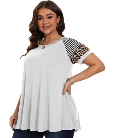 Women's Plus Size Tops Summer Basic Tunic Short Sleeve Casual Round Neck T Shirt White $11.25 Tops