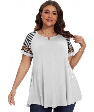 Women's Plus Size Tops Summer Basic Tunic Short Sleeve Casual Round Neck T Shirt White $11.25 Tops