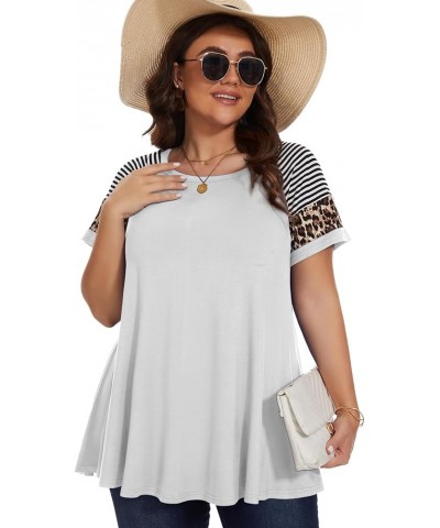 Women's Plus Size Tops Summer Basic Tunic Short Sleeve Casual Round Neck T Shirt White $11.25 Tops