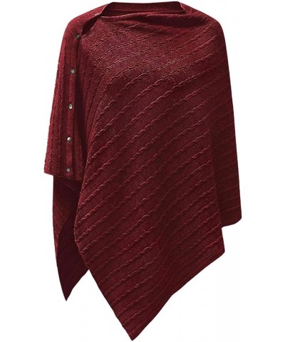 Women's Versatile Knitted Shawls Scarf Poncho Sweater with Buttons Light Weight Spring Summer Fall Shawl Wrap B-burgundy in C...