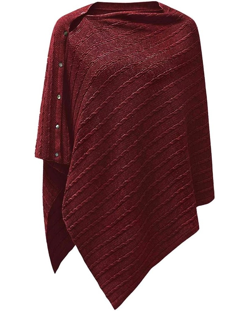 Women's Versatile Knitted Shawls Scarf Poncho Sweater with Buttons Light Weight Spring Summer Fall Shawl Wrap B-burgundy in C...