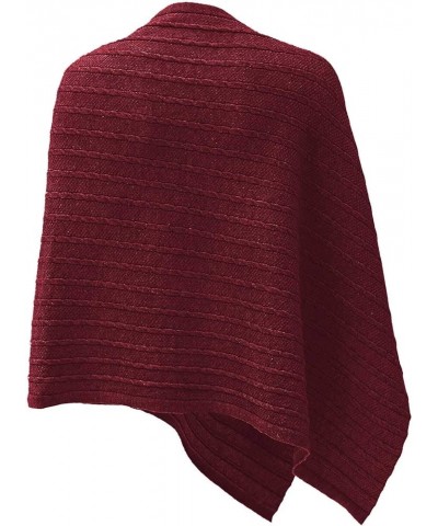 Women's Versatile Knitted Shawls Scarf Poncho Sweater with Buttons Light Weight Spring Summer Fall Shawl Wrap B-burgundy in C...