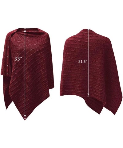 Women's Versatile Knitted Shawls Scarf Poncho Sweater with Buttons Light Weight Spring Summer Fall Shawl Wrap B-burgundy in C...