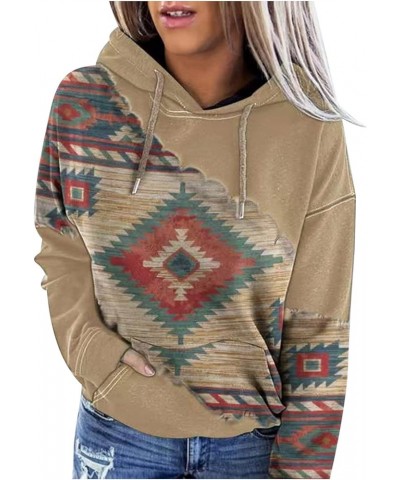 Women's Western Aztec Sweatshirt Long Sleeve Hoodie Pullover Vintage Tops Sweater Ethnic Graphic Fall 2022 Tees Tops Khaki 15...