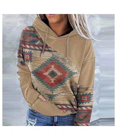 Women's Western Aztec Sweatshirt Long Sleeve Hoodie Pullover Vintage Tops Sweater Ethnic Graphic Fall 2022 Tees Tops Khaki 15...