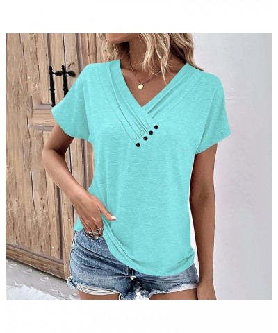 Fall Clothes for Women 2023 Trendy 3/4 Long Sleeve Shirts Button Crew Neck Blouses Dressy Casual Tops Tees Loose Fit Tshirts ...