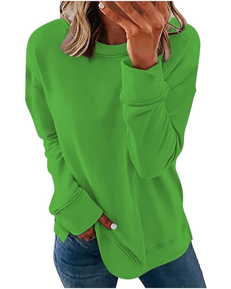 Plus Size Tops,Women'S Regular Solid Color Round Neck Long Sleeve Sweatshirt Basic Going Out Pullover Tunic 1-green $9.27 Tops