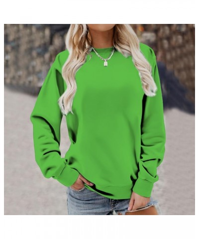 Plus Size Tops,Women'S Regular Solid Color Round Neck Long Sleeve Sweatshirt Basic Going Out Pullover Tunic 1-green $9.27 Tops