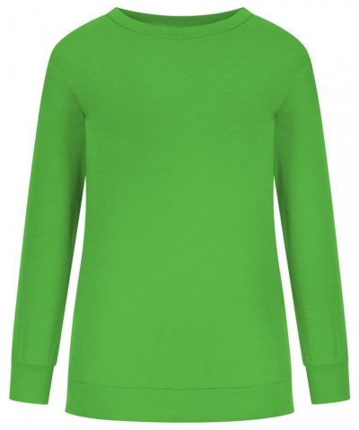 Plus Size Tops,Women'S Regular Solid Color Round Neck Long Sleeve Sweatshirt Basic Going Out Pullover Tunic 1-green $9.27 Tops