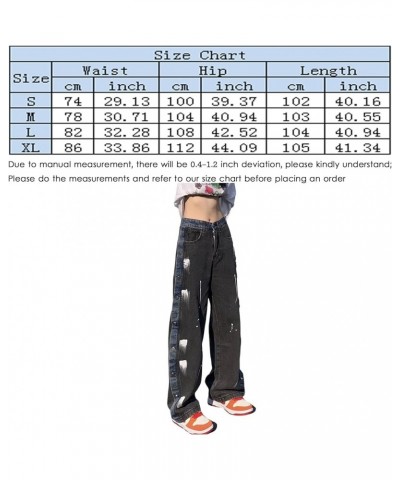 Straight Jeans for Women Retro Casual Baggy High Waist Denim Pants American Street Style Jeans A3 Black $12.88 Jeans