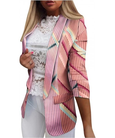 Womens Office Blazer Jacket Open Front Cardigans Long Sleeve Lapel Collar Blazers Casual Pocketed Jackets 04_pink $8.18 Blazers