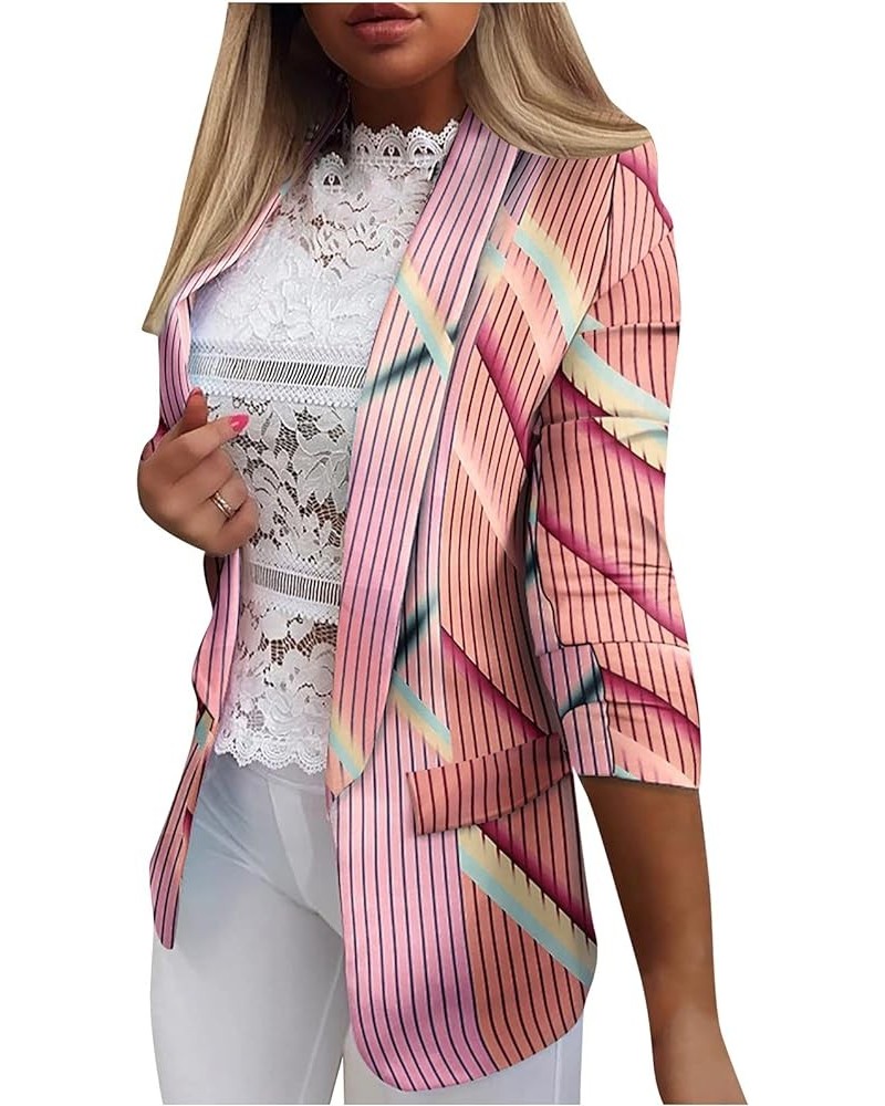 Womens Office Blazer Jacket Open Front Cardigans Long Sleeve Lapel Collar Blazers Casual Pocketed Jackets 04_pink $8.18 Blazers