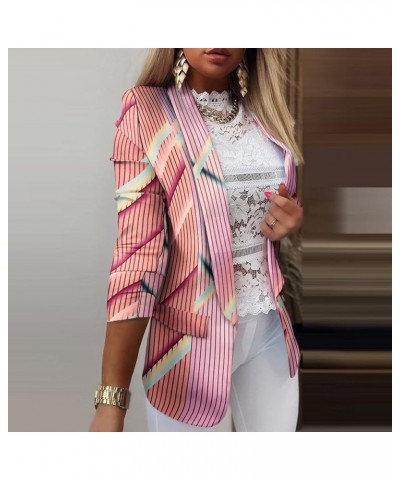 Womens Office Blazer Jacket Open Front Cardigans Long Sleeve Lapel Collar Blazers Casual Pocketed Jackets 04_pink $8.18 Blazers