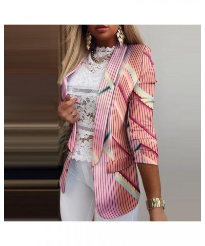 Womens Office Blazer Jacket Open Front Cardigans Long Sleeve Lapel Collar Blazers Casual Pocketed Jackets 04_pink $8.18 Blazers