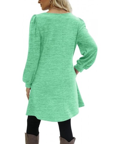 Sweater Dresses for Women 2024 Casual Spring Long Sleeve Pullover Button Side Dress A-cyan $10.61 Dresses