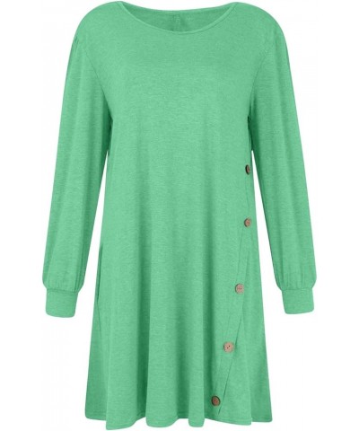 Sweater Dresses for Women 2024 Casual Spring Long Sleeve Pullover Button Side Dress A-cyan $10.61 Dresses