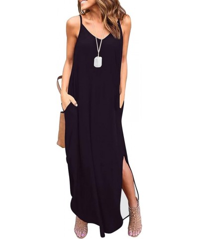 Plus Size Women's Casual Loose Sundress Long Dress Sleeveless Maxi Dresses Summer Beach Flowy Dress with Pockets 05brown $8.5...