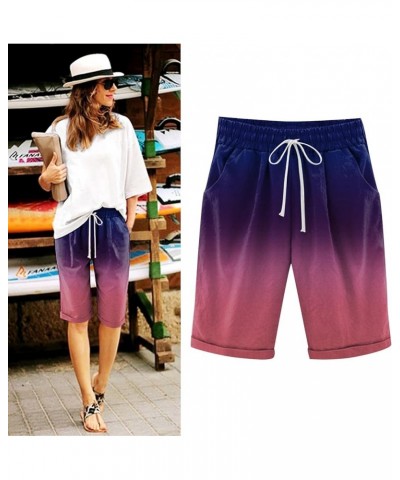 Women's Plus Size Casual Shorts Drawstring Wide Leg Shorts Loose Summer Shorts Elastic Waist Shorts A17-purple $7.69 Activewear