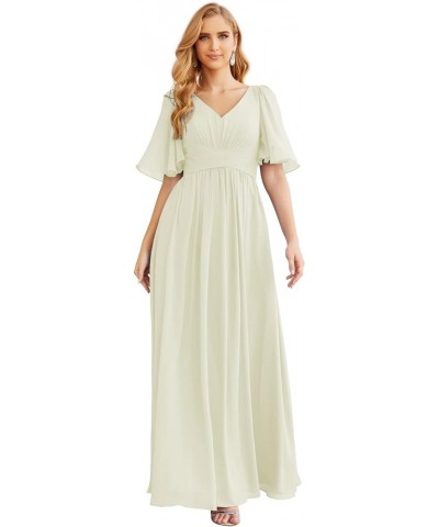 Chiffon Bridesmaid Dresses for Women Wedding Long Party Prom Dress Ivory $58.76 Dresses