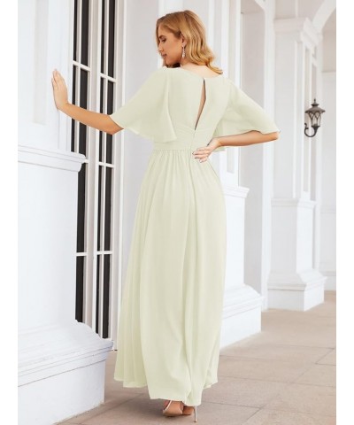 Chiffon Bridesmaid Dresses for Women Wedding Long Party Prom Dress Ivory $58.76 Dresses