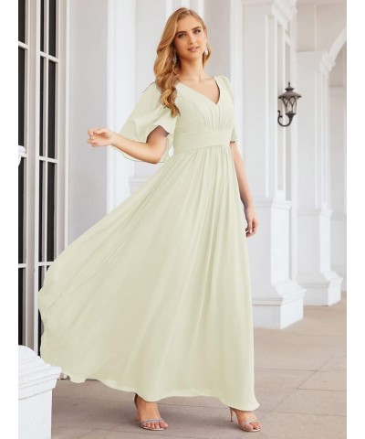 Chiffon Bridesmaid Dresses for Women Wedding Long Party Prom Dress Ivory $58.76 Dresses