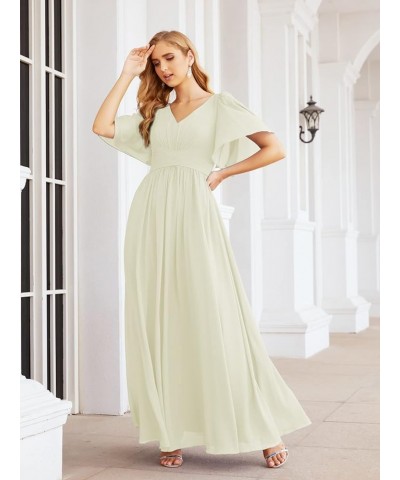 Chiffon Bridesmaid Dresses for Women Wedding Long Party Prom Dress Ivory $58.76 Dresses