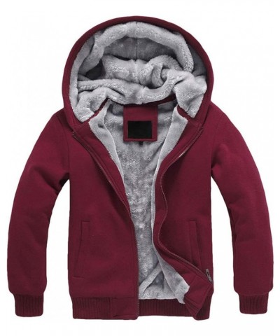 Women's Zip Up Thick Loose Hoodie Sherpa Fleece Sweatshirts Jackets Wine Red $25.79 Jackets