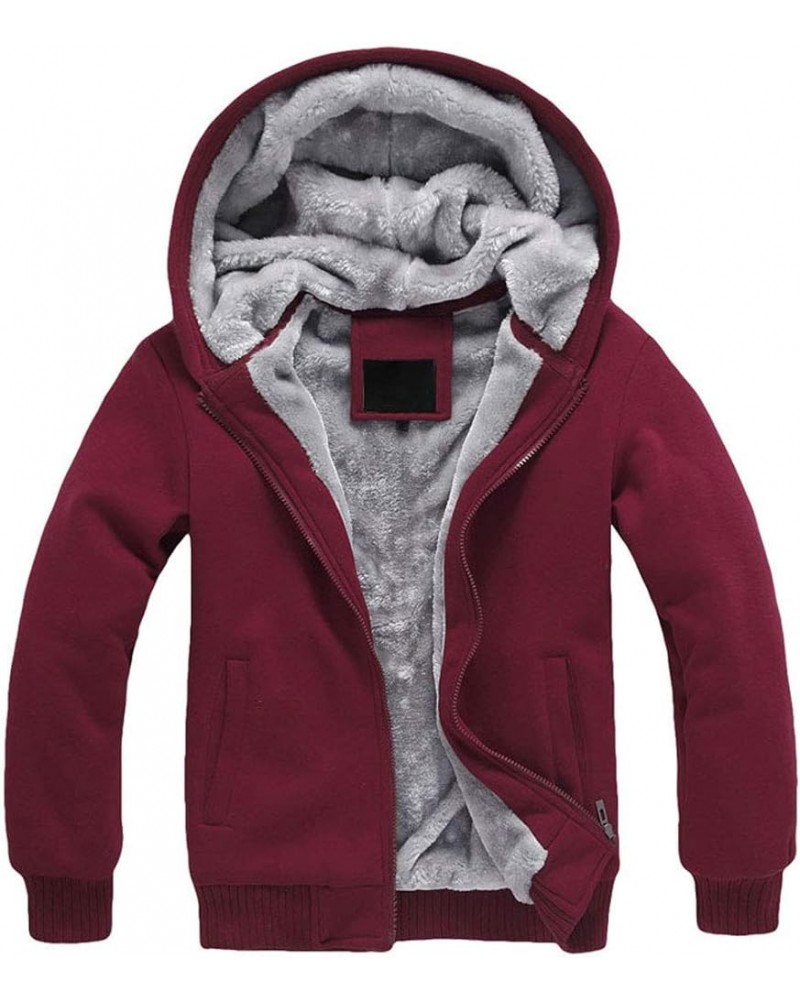 Women's Zip Up Thick Loose Hoodie Sherpa Fleece Sweatshirts Jackets Wine Red $25.79 Jackets