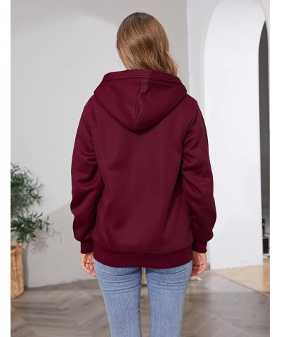 Women's Zip Up Thick Loose Hoodie Sherpa Fleece Sweatshirts Jackets Wine Red $25.79 Jackets