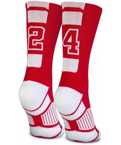 Custom Team Number Crew Socks | Youth & Adult Athletic Socks Red | Choose Your Number 24 Or 42 Team Number $10.07 Socks