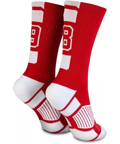 Custom Team Number Crew Socks | Youth & Adult Athletic Socks Red | Choose Your Number 24 Or 42 Team Number $10.07 Socks