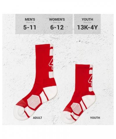 Custom Team Number Crew Socks | Youth & Adult Athletic Socks Red | Choose Your Number 24 Or 42 Team Number $10.07 Socks