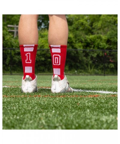 Custom Team Number Crew Socks | Youth & Adult Athletic Socks Red | Choose Your Number 24 Or 42 Team Number $10.07 Socks