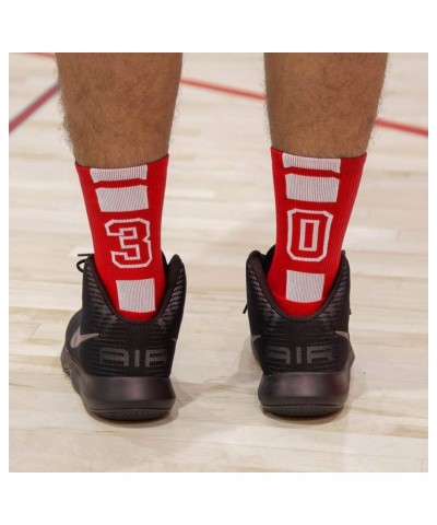 Custom Team Number Crew Socks | Youth & Adult Athletic Socks Red | Choose Your Number 24 Or 42 Team Number $10.07 Socks