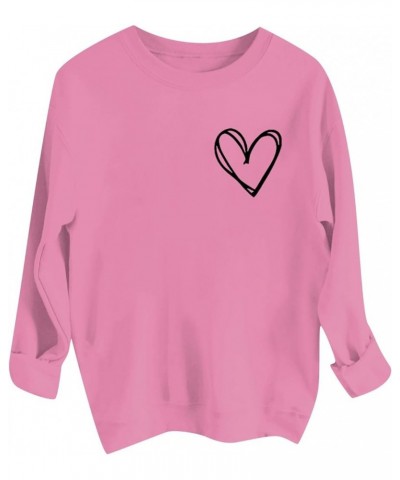 Women Valentine's Day Sweatshirts Crewneck Blouses Casual Pullover Tops Printed Love Heart Graphic Long Sleeve Shirts 1-pink ...