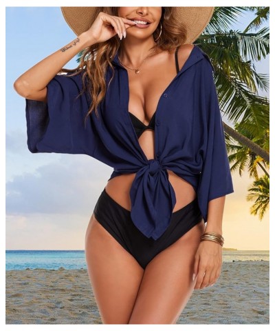 Women's Swimsuit Cover Up Shirt Button Down Beach Coverups Bikini Cover Dress (S-XXL) Champlain Color $10.66 Swimsuits