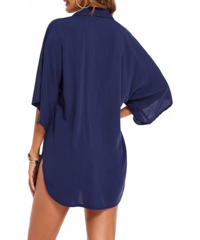 Women's Swimsuit Cover Up Shirt Button Down Beach Coverups Bikini Cover Dress (S-XXL) Champlain Color $10.66 Swimsuits