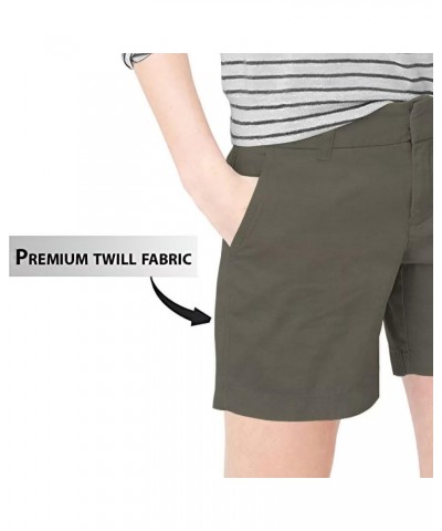 Womens 7 inch Inseam Super Comfy Bermuda Walking Shorts Dark Olive $12.00 Shorts