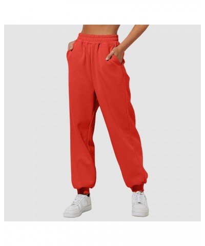 Womens Wide Leg Sweatpants Elastic High Waisted Baggy Workout Jogger Pants Casual Fleece Lounge Sports Trousers with Pockets ...