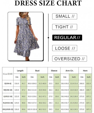 Women's 2023 Summer Causal Short Sleeve Smocked Dress Elastic Waist Tiered Midi Dress with Pockets E10 Floral 343 $15.78 Dresses