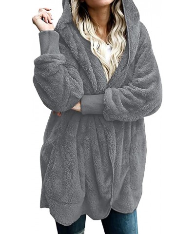 Winter Coats for Women Loose Casual Fluffy Coats Long Oversized Fleece Jacket Fuzzy Sweatshirts with Hood 2023 02fleece Jacke...