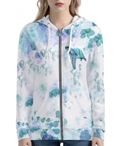 Women's Soft Cozy Hooded Sweatshirt with Pocket Casual Zip up Athletic Hoodie Size S-5XL Sea Turtle $22.47 Hoodies & Sweatshirts