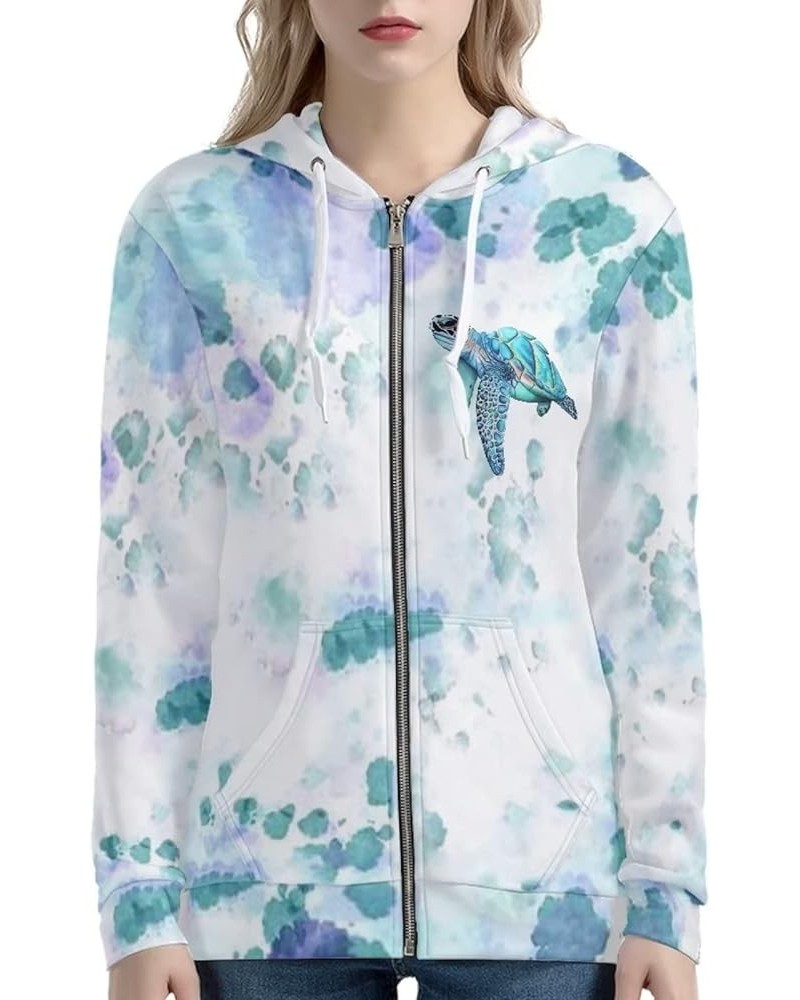 Women's Soft Cozy Hooded Sweatshirt with Pocket Casual Zip up Athletic Hoodie Size S-5XL Sea Turtle $22.47 Hoodies & Sweatshirts