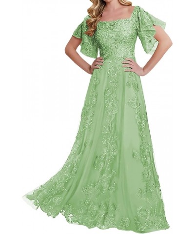 Lace Mother of The Bride Dresses - Sleeves Formal Evening Gowns Wedding Long Jade $47.00 Dresses