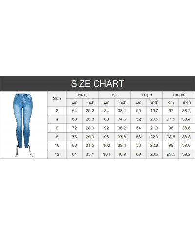 Women's Stylish Lace-Up Side Split Skinny Fit Stretch Ankle Jean Pants Blue-z $20.72 Jeans