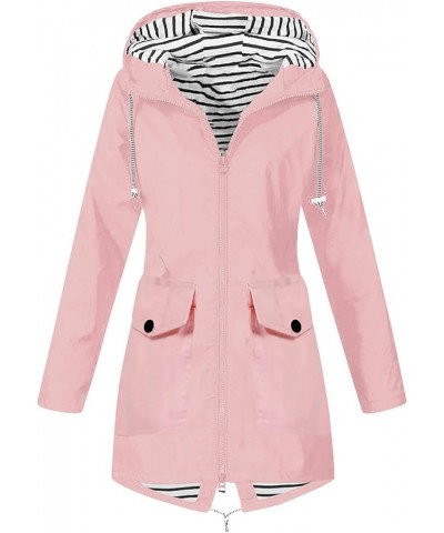 Rain Coats for Women,Womens Fall Fashion 2022 Raincoat Women Lightweight Waterproof Rain Jackets Zip Up Outdoor Hooded Pink $...