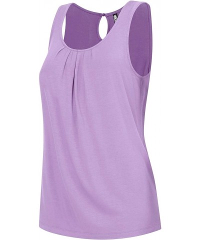 Women's Summer Sleeveless Pleated Back Closure Casual Tank Tops Wt2315_lilac $12.29 Tanks